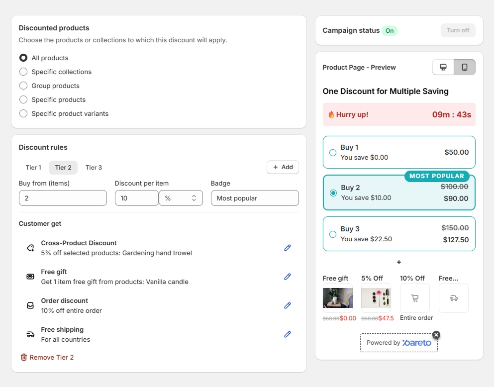 One discount for multiple savings step 2